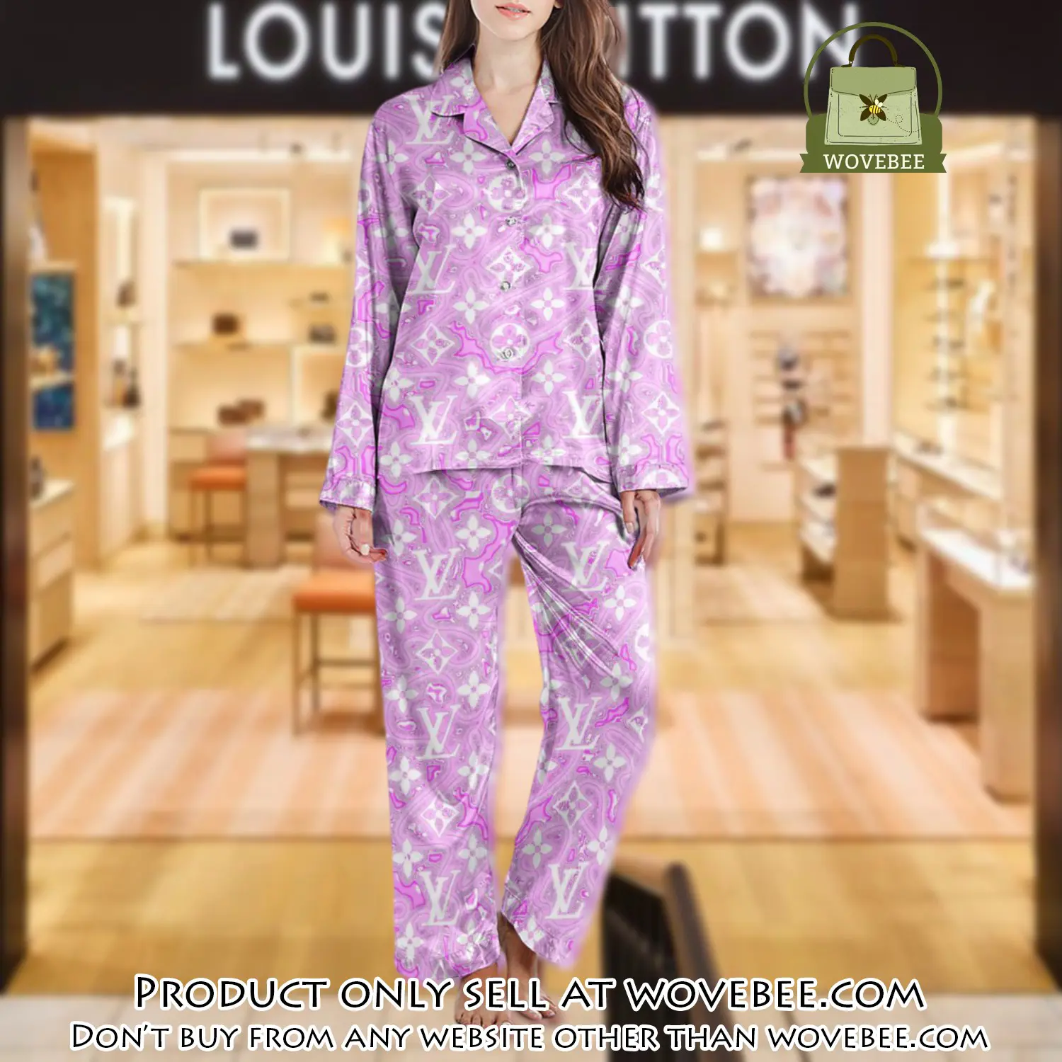 Lv monogram long satin pajama set pjs1034 wvb1358769